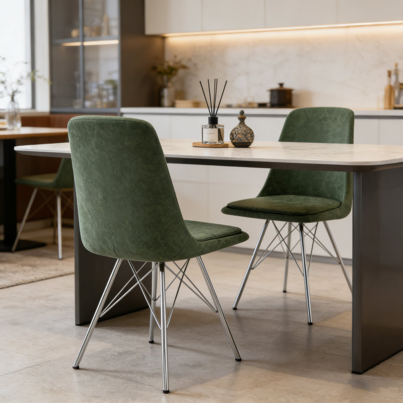 Beaupre 19.25'' H Faux Leather Upholstered Metal Side Chair, Forest Green