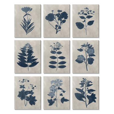 «Beautiful Botanical Silhouette Floral Plants Design» par Vision Studio - ensemble de 9 impressions sur toile