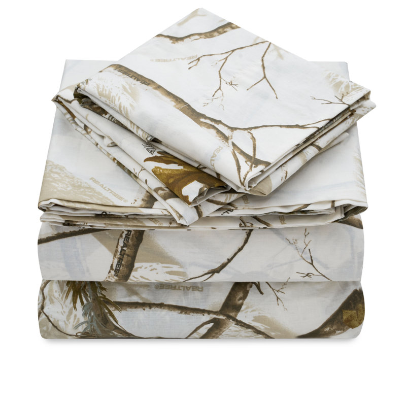 Ensemble de draps 100% polyester camouflage et chasse Realtree AP Snow & White, Simple