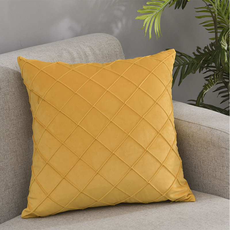 (Couvertures seulement) Ensemble de 2 housses de coussins décoratifs en forme de treillis, H 20 po x l 20 po, Jaune