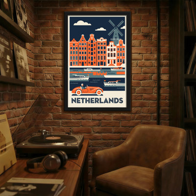 Scenic & Cityscapes Netherlands Cityscape With Windmill And Car