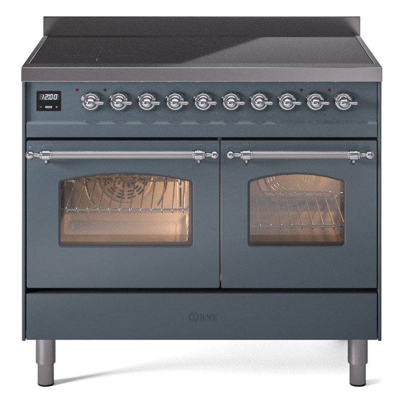 ILVE Nostalgie II 40 in Induction Range, Blue Gray/Chrome