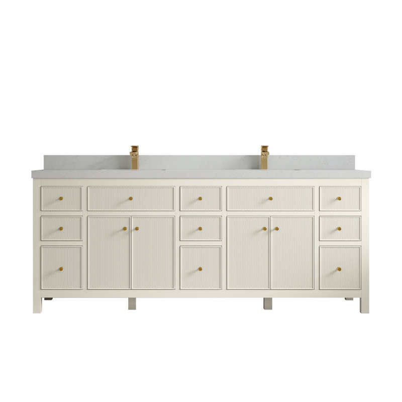 Meuble-lavabo double 84 po avec plateau Sonoma, Quartz de Carrare