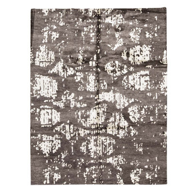Tapis noir / ivoire touffeté à la main de haute qualité Trenton