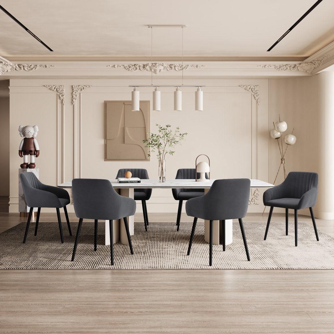 49.5cm H Upholstered Dining Chairs With Wooden Legs