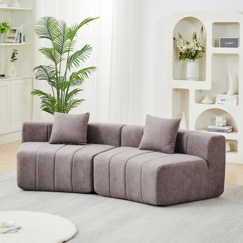 Canapé modulaire courbé avec coussins pour le salon, la chambre à coucher, le bureau, H 29 po x l 88 po x P 33 po, Gris