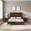Lit king size à panneaux ajourés de style moderne du milieu du siècle - Placage en bouleau avec fini bois naturel chaleureux, cadre de chambre robuste