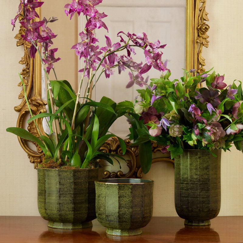 Delmara Ceramic / Porcelain Table Vase, Green