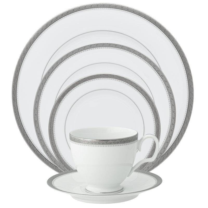 Couvert individuel 5 pièces Noritake Charlotta, Platine