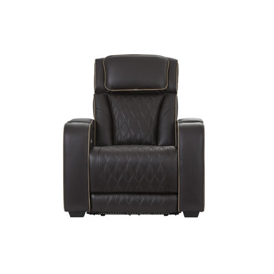 Adelle Upholstered Power Recliner In Top Grain Leather Match, Berkshire Dove