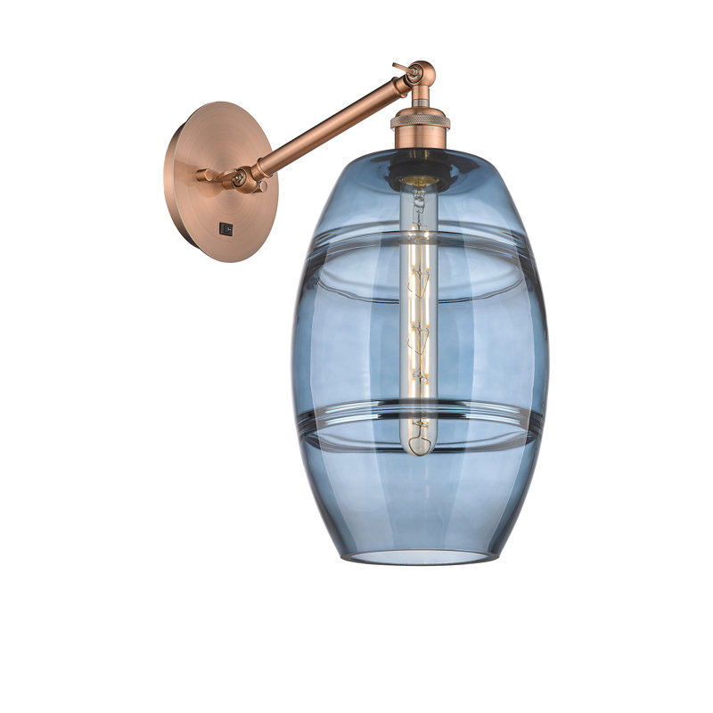 Dundrod Steel Armed Sconce, Princess Blue, Antique Copper