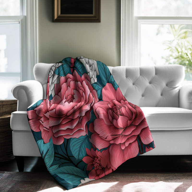 Ensemble de jeté rose et cyan 1 pièce, Grand lit
