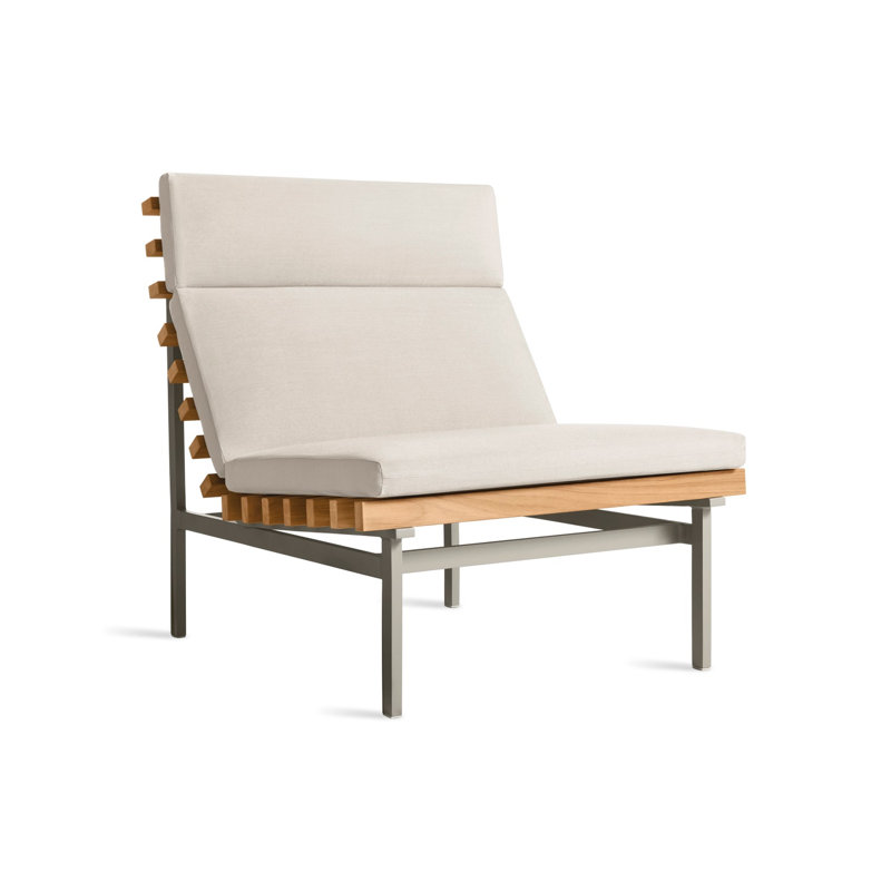 Perch Outdoor Teak Chaise Lounge, Sunbrella Linen, Charcoal