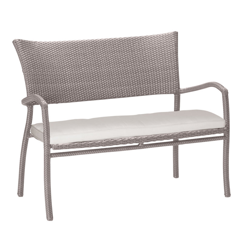 Skye Wicker Garden Bench, Black Walnut, Natural White, Welt