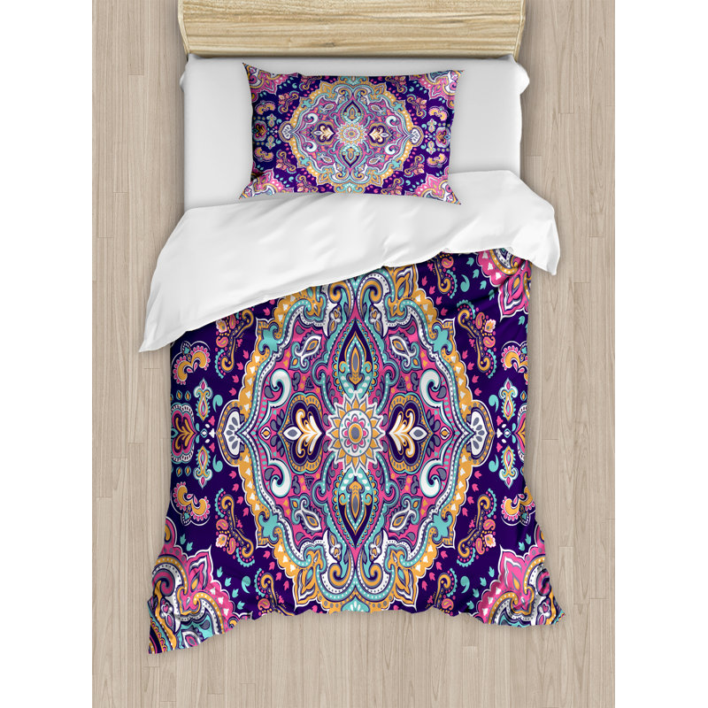 Traditional Floral Duvet Cover, Twin Duvet Cover + 1 Pillow Sham