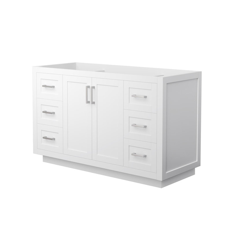 Miranda 54-Inch White Freestanding Single Bathroom Vanity with Brushed Nickel Trim