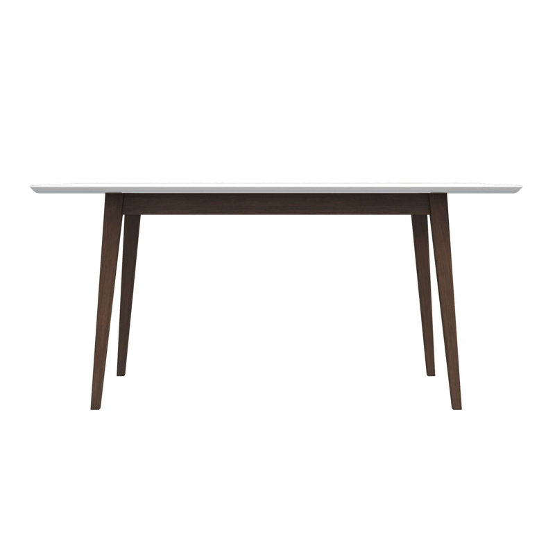 Table de salle à manger en bois massif Aaban, Blanc, H 29,5 po x L 47 po x l 29,5 po