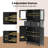 Bathroom Floor Storage Cabinet Kitchen Cupboard With 2 Drawers & Glass Doors Black