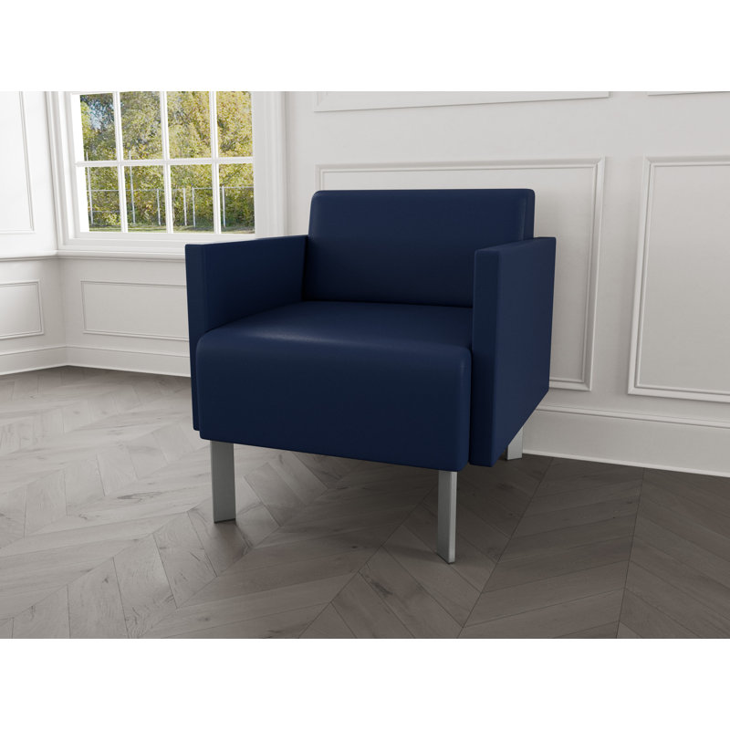 Luxe Lounge Reception Guest Chair, Silver Steel, Modena Ink