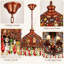 Lustre marocain à 3 lumières avec abat-jour en métal orné de pierres précieuses colorées