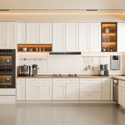 White Shaker Solid Wood Wall Cabinet with Soft-Close Doors, Adjustable Shelves - 24" Double Door Storage for Kitchen, Bathroom, Laundry, Garage (Easy Assembly, 24"W x 12"D x 42"H)