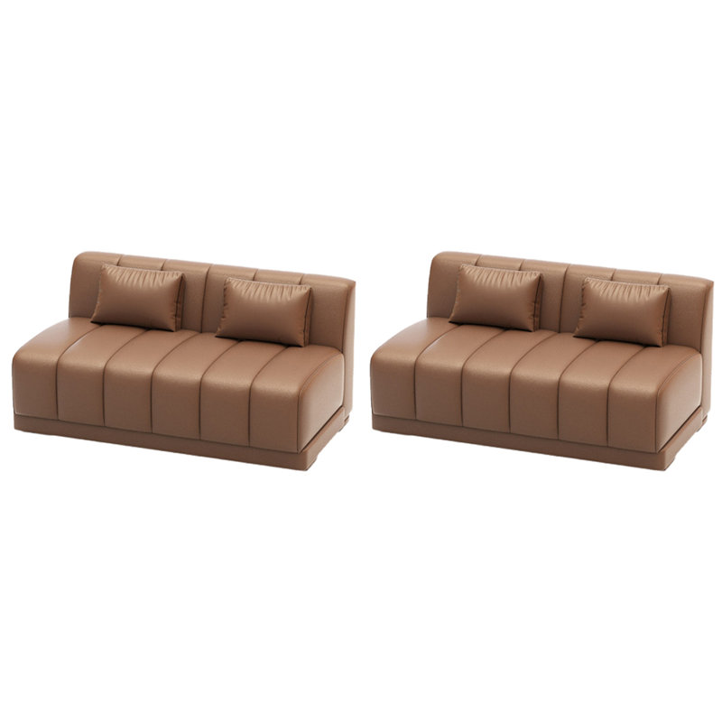 Banc rembourré en similicuir Modern, Café