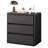 Modern Ginter Set of 2, 25" Wide Wood Bedside Table with 3 Drawers, Handleless Curved Black-1885094467-1885043043