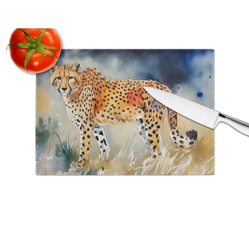 Planche à découper décorative en verre trempé avec œuvre d'art vibrante, planche à découper antidérapante pour la cuisine