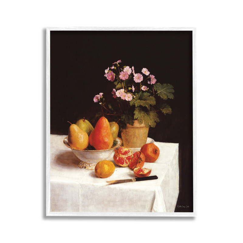 «Fruit & Bouquet Still Life», estampe numérique encadrée par Stellar Design Studio, H 14 po x l 11 po