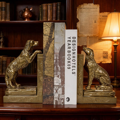 Ensemble de 2 serre-livres décoratifs antiques Labrador - debout et assis