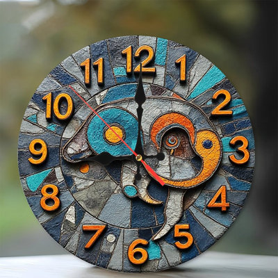 Horloge mosaïque murale, conception abstraite d'oiseaux