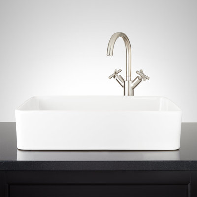 Lavabo vasque rectangulaire en argile réfractaire Hibiscus