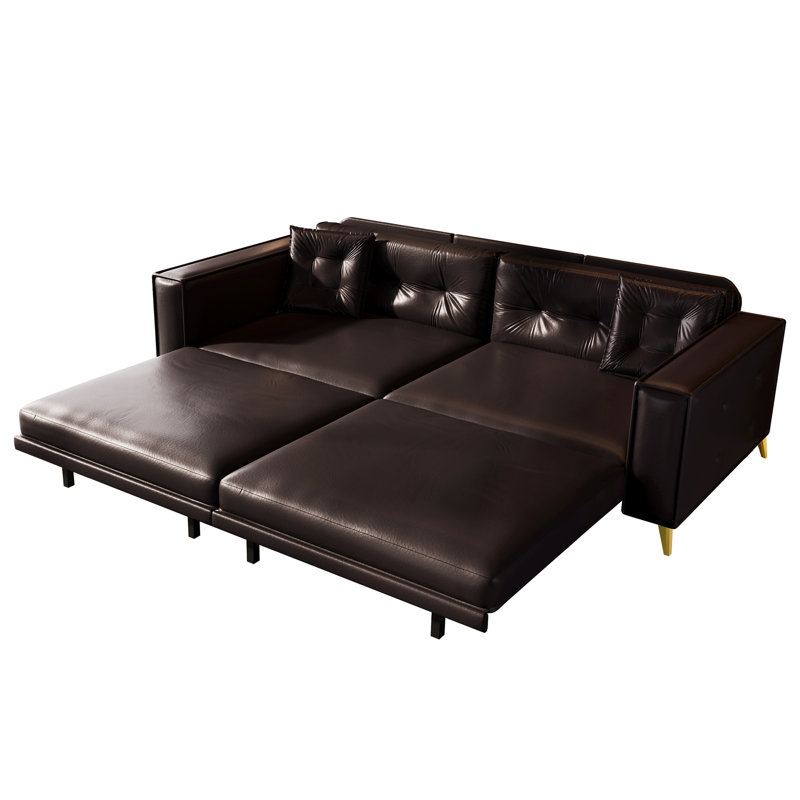 Canapé-lit moderne capitonné avec accoudoirs très larges, Dark Brown