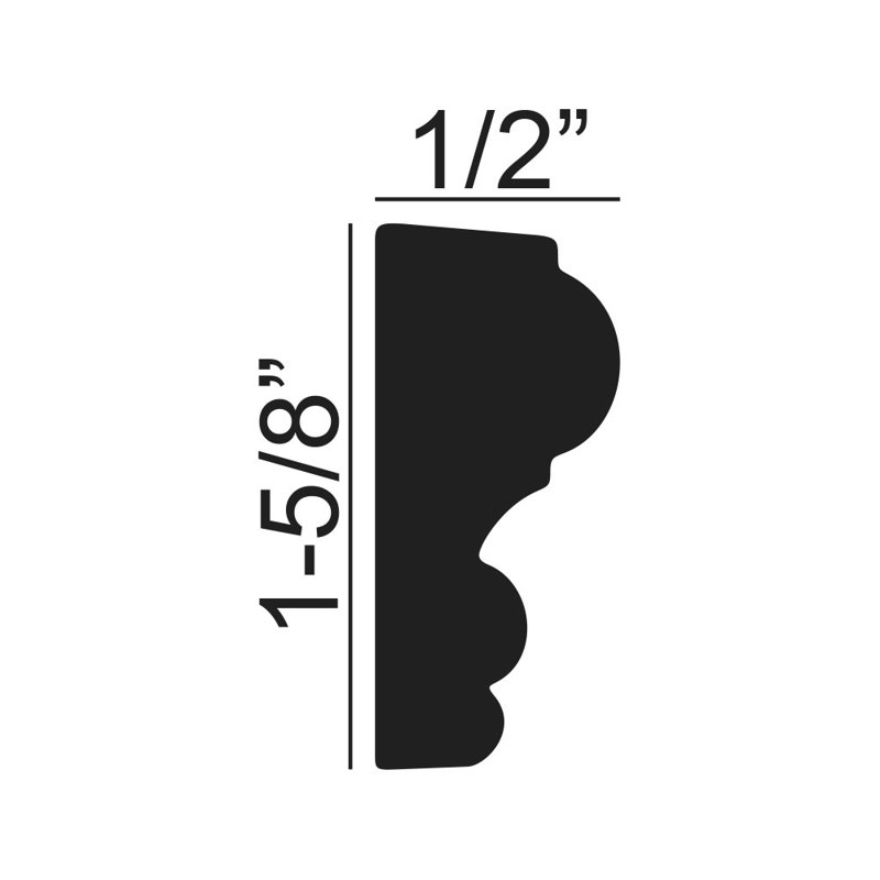 1-5/8 in x 1/2 in x 96 in Plain Recycled Polystyrene Panel Moulding Pro Pack 64 LF (Set of 8)