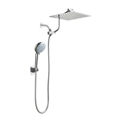 Pomme de douche réglable haute pression double 12 po avec douchette à 9 jets