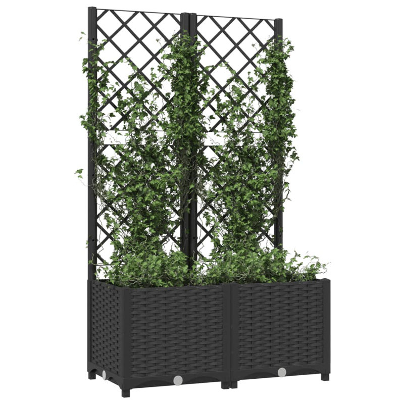 Latitude Run® Garden Planter With Trellis PP, Black, 53.5" H x 31.5" W x 15.7" D, Without Wheels