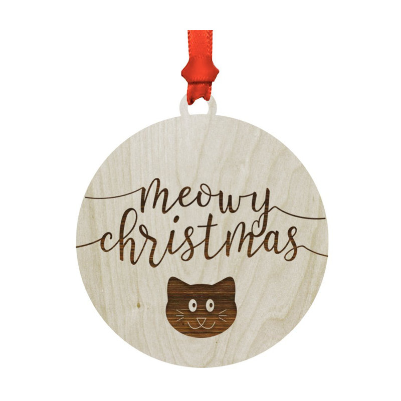 Bois 'meowy christmas' ornement