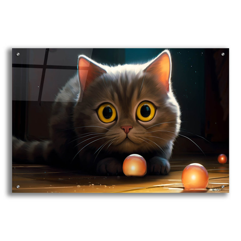 «Gray Cat» par Momart, art mural en verre acrylique, H 24 po x l 36 po x P 0,2 po