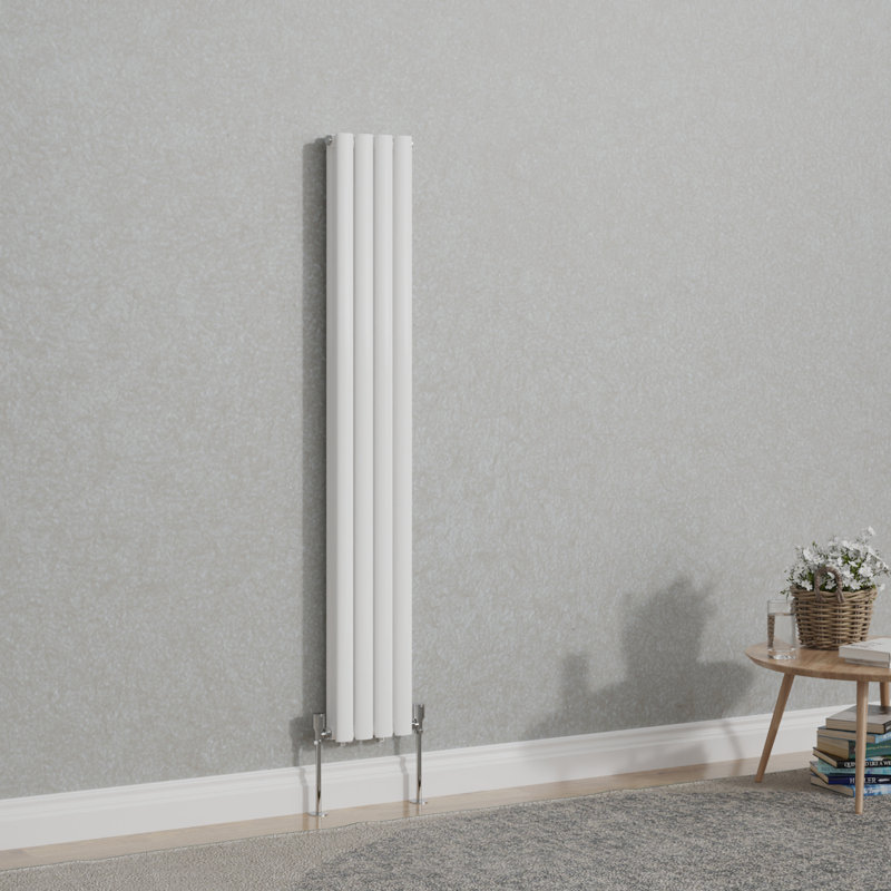 Shoshana Vertical Oval Panel Radiator, Gloss White, 160cm H x 23.6cm W, 2