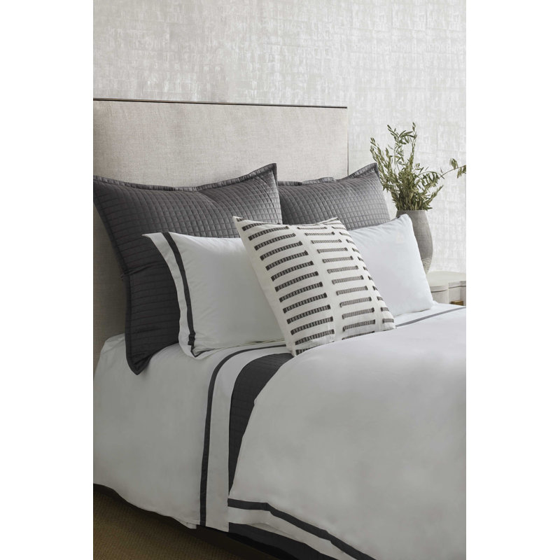 Latera Pillow, 24" x 14", White-Charcoal