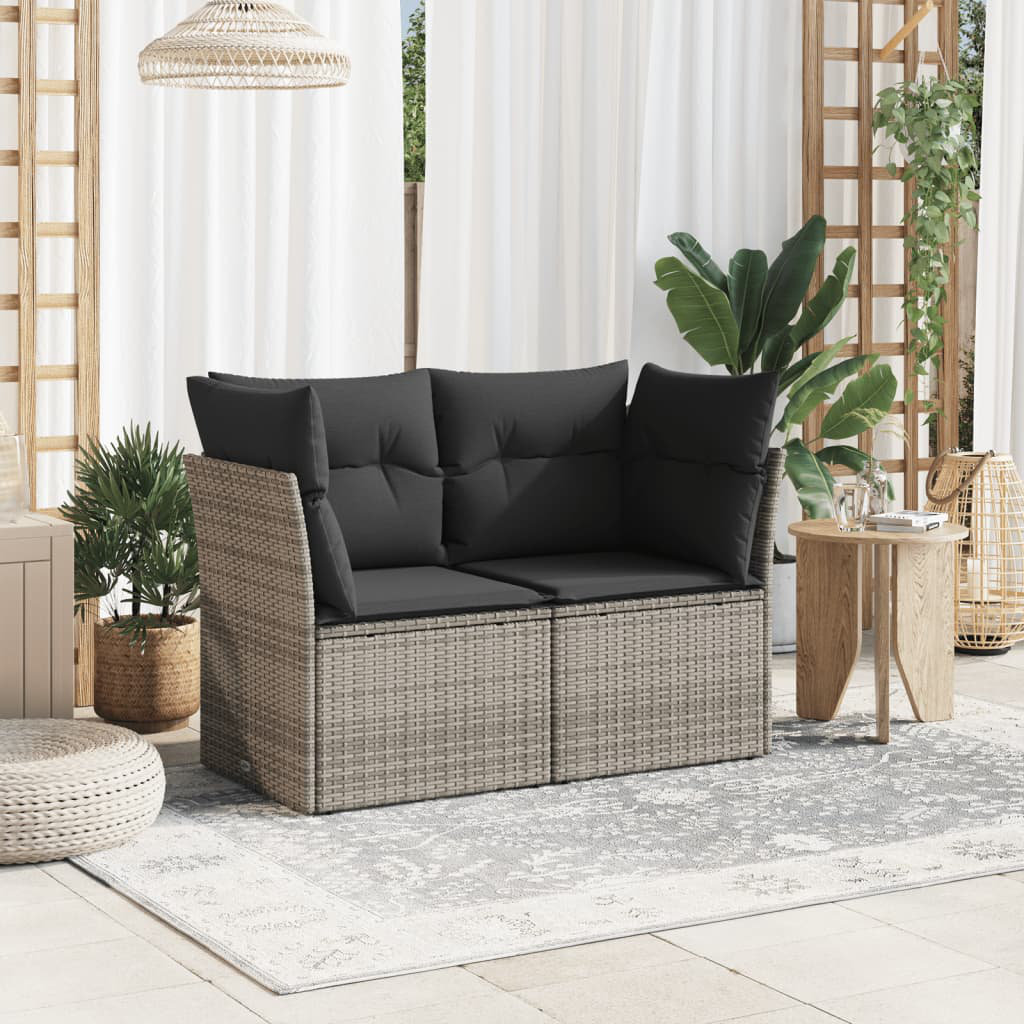 Vidaxl Gartensofa Mit Kissen 2-Sitzer Schwarz Polyrattan