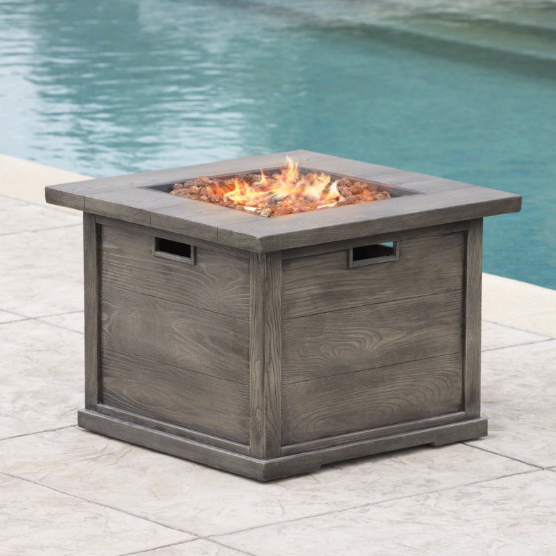 Sherry Polyresin Propane Smokeless Fire Pit Table with Hidden Fuel Tank, Gray