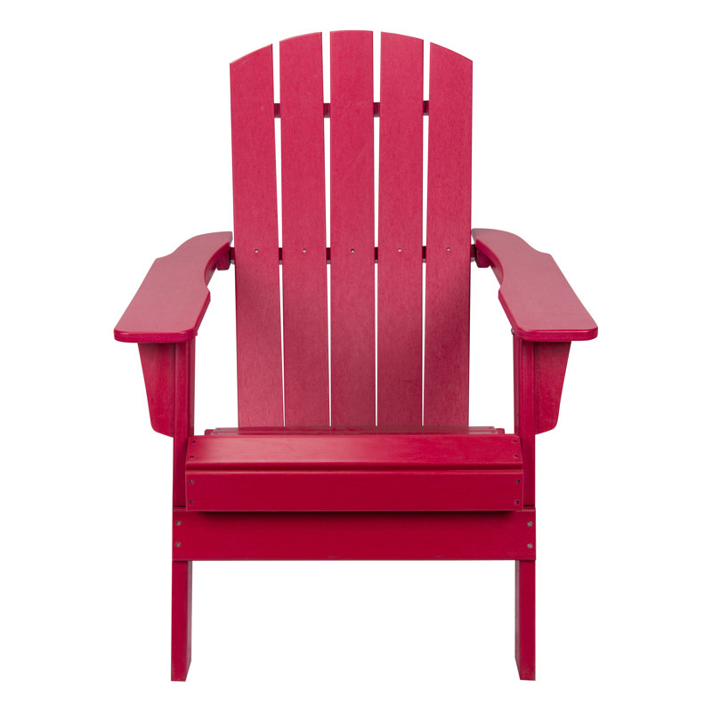 Marina Weather-Resistant HDPE Foldable Outdoor Adirondack Chair, Red