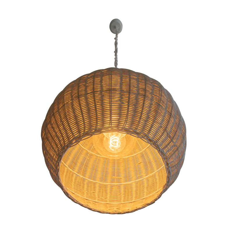 Folsom Black 1 -Bulb Outdoor Pendant, 16" H x 20" W x 20" D, Antique White