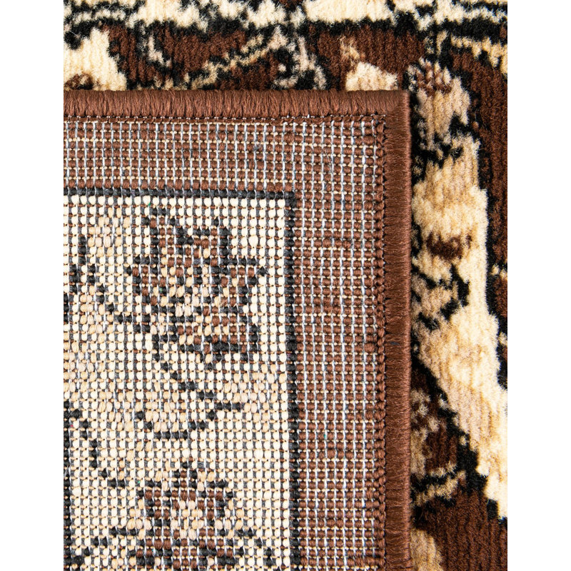 Tapis brun à motif floral Britannia, Rectangle 8 pi x 10 pi