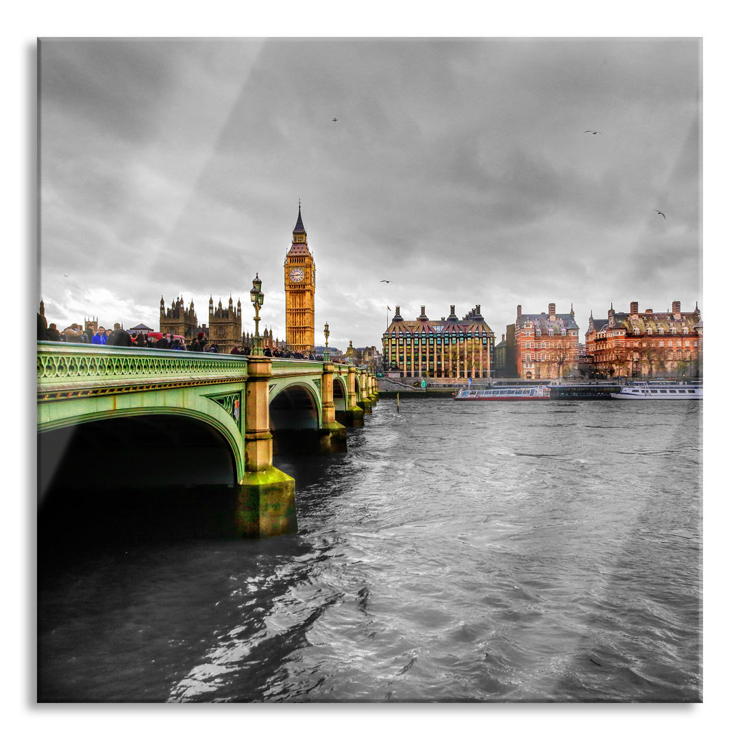 Glasbild London mit der Themse und Big Ben