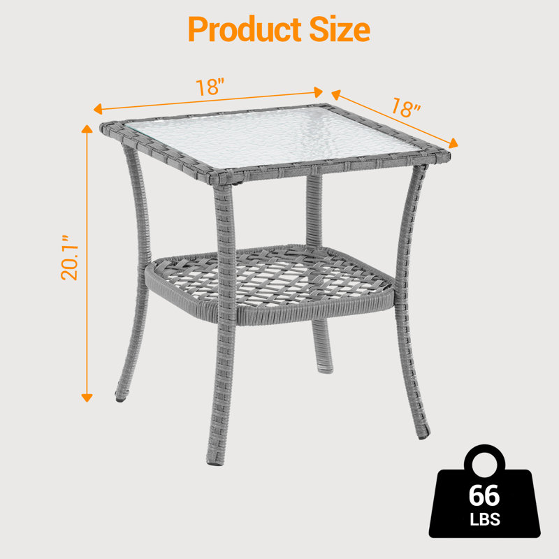 Table d'appoint d'extérieur carrée Crisette L 18 po x l 18 po, Gris