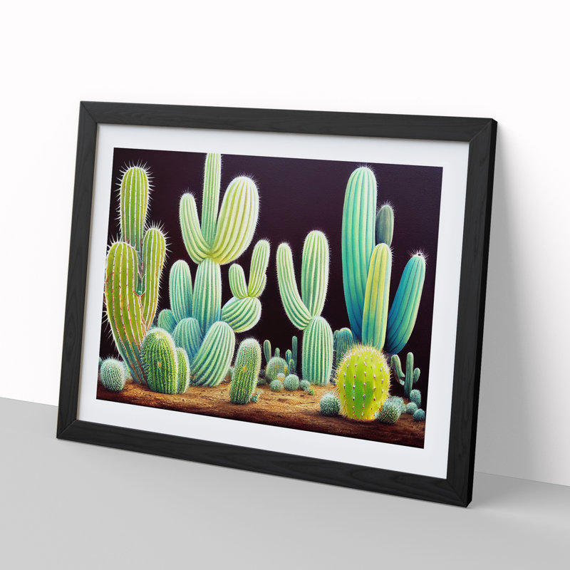 Legendary Cactus - Single Picture Frame Print, Black Framed, 46cm H x 64cm W x 2cm D