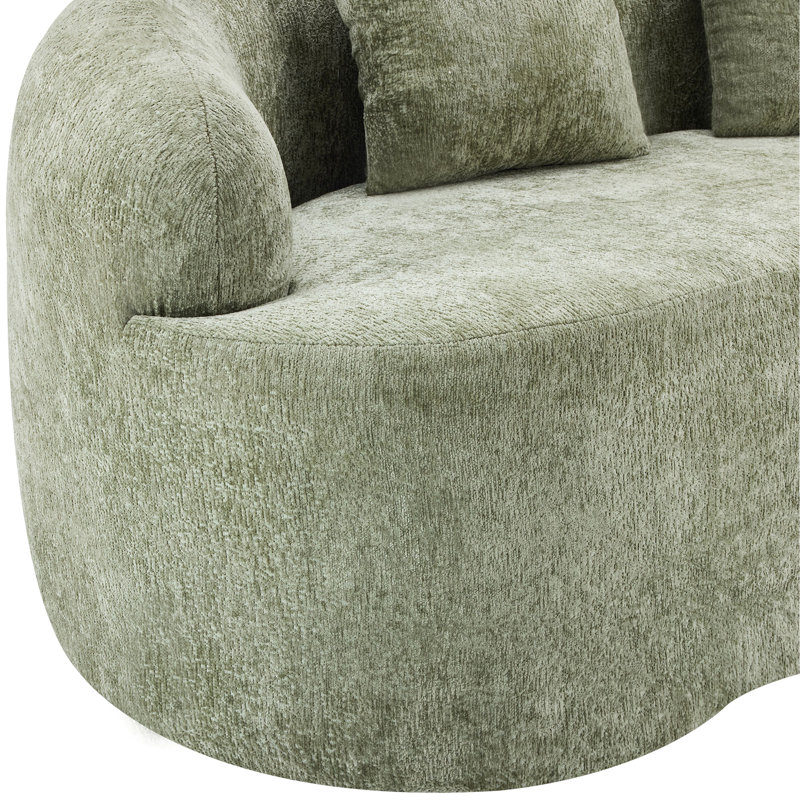 Courbé avec accents crème, canapé à compression 2 coussins, sans assemblage, facile à nettoyer, idéal pour les petits espaces dans la chambre à coucher, siège minimaliste, accoudoir rond coloré, rembourrage en mousse et à ressorts,