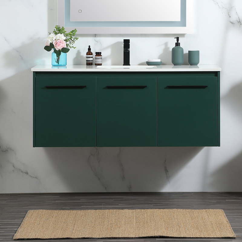 Penn 48'' Single Bathroom Vanity with Engineered Marble Top, Walnut